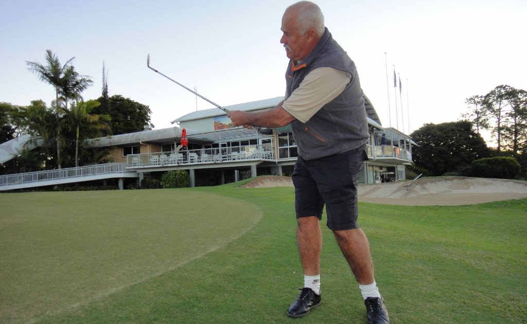 A division monthly medal winner Geoff Tompkins mid-swing. A division monthly medal winner Geoff Tompkins mid-swing.